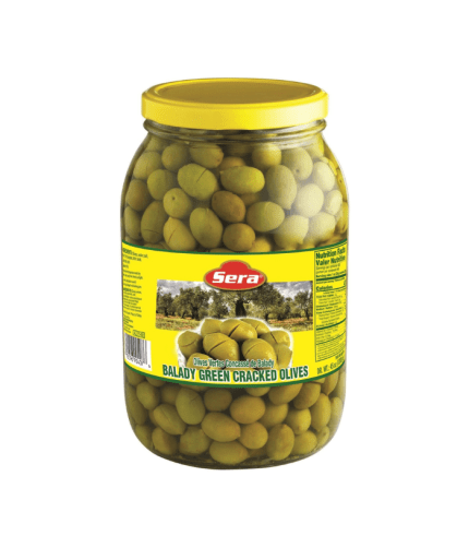 OV20C Sera Natural Green Cradcked Olives-Balady 6/2000CC