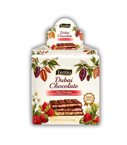 SW0905-Feritio Strawberry Dubai Chocolate Bars 81 x 80 g.